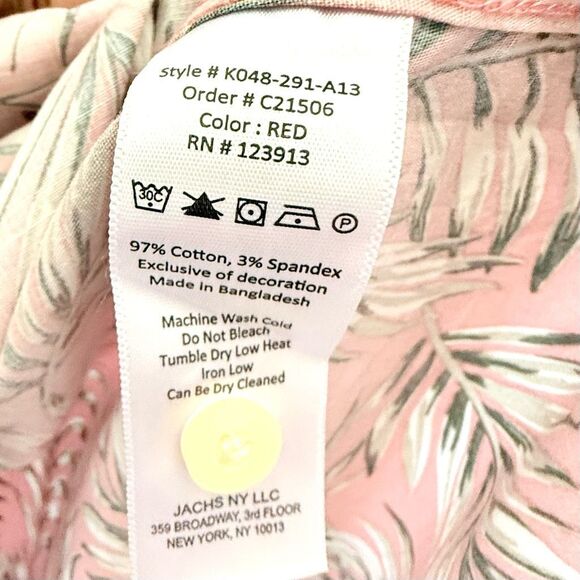 NWT Jachs NY short-sleeve button-up shirt with a tropical Hawaiian print.  Size - Picture 6 of 9